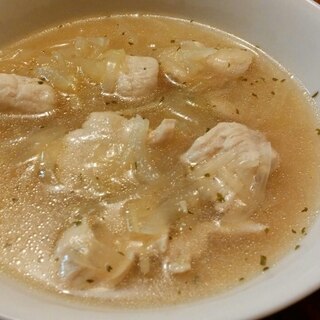 玉ねぎと鶏むね肉のあっさり簡単旨味スープ